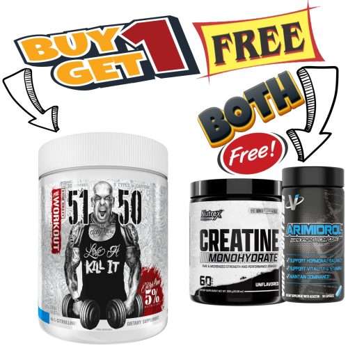 51/50 preworkout with free creatine and arimidrol